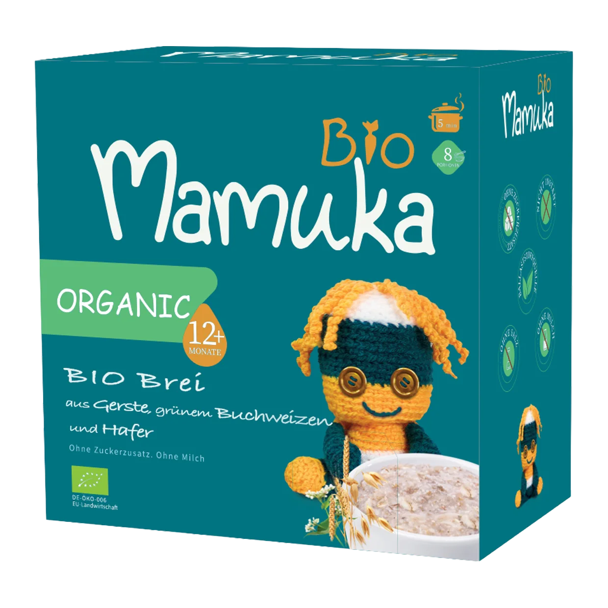 Bio-Brei aus zerkleinerter Gerste, grünem Buchweizen und Hafer