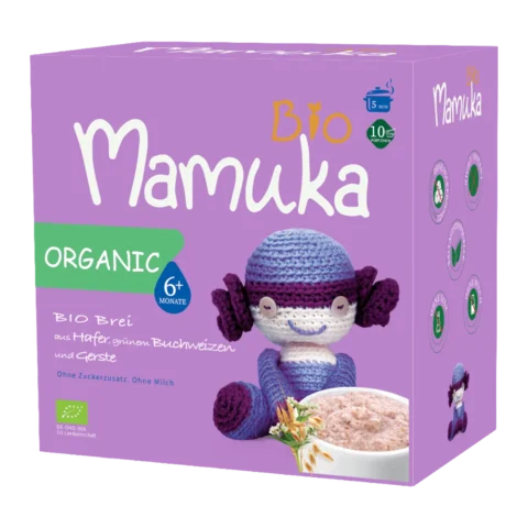 Bio-Babybrei aus Hafer, grünem Buchweizen und Gerste